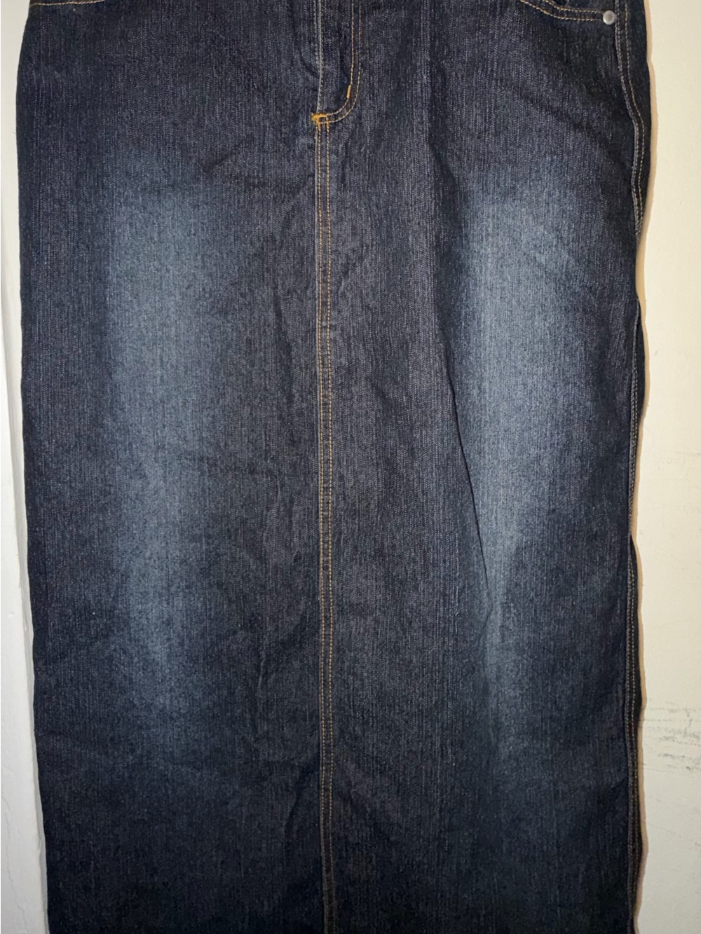 Classic Dark Denim Straight Skirt